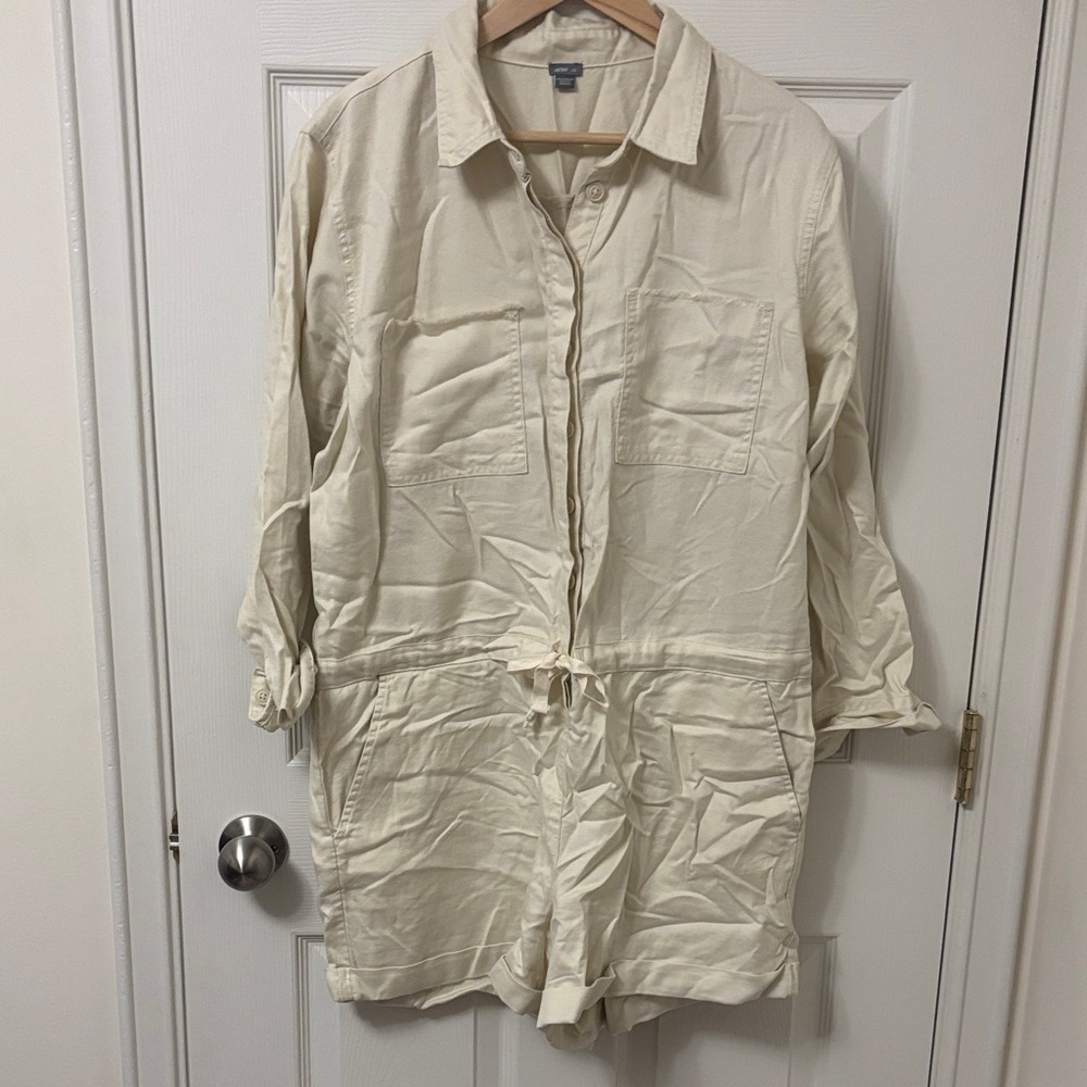 Aerie Cream Collared Romper